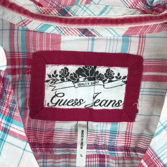 🌿 Guess Plaid Button Down Shirt Size L - Picture 2 of 8